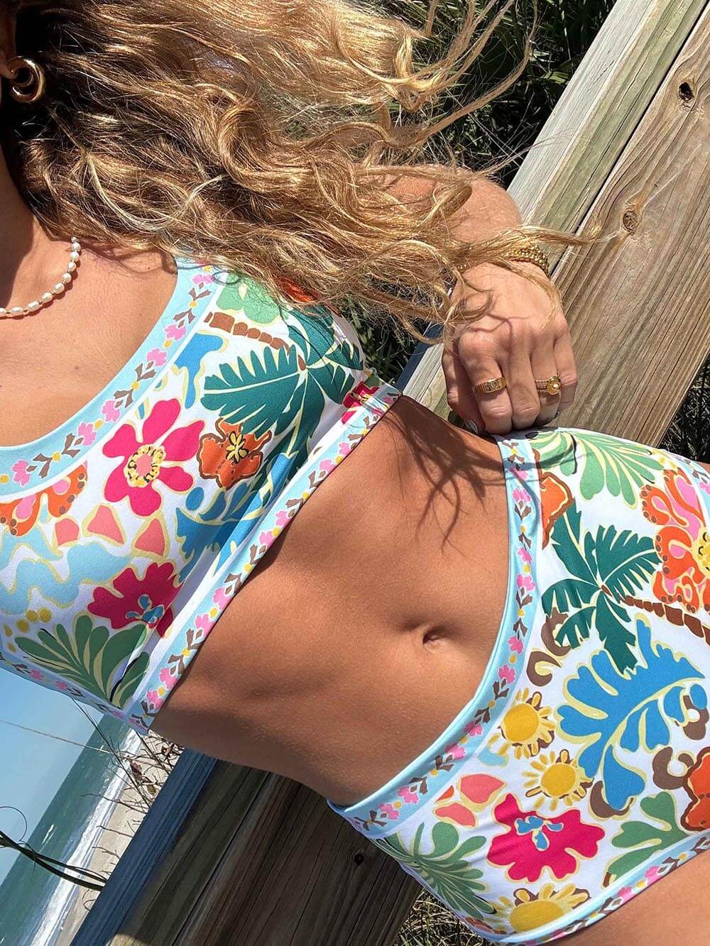Corina™ – Bikini Floral Elastic cu Susținere