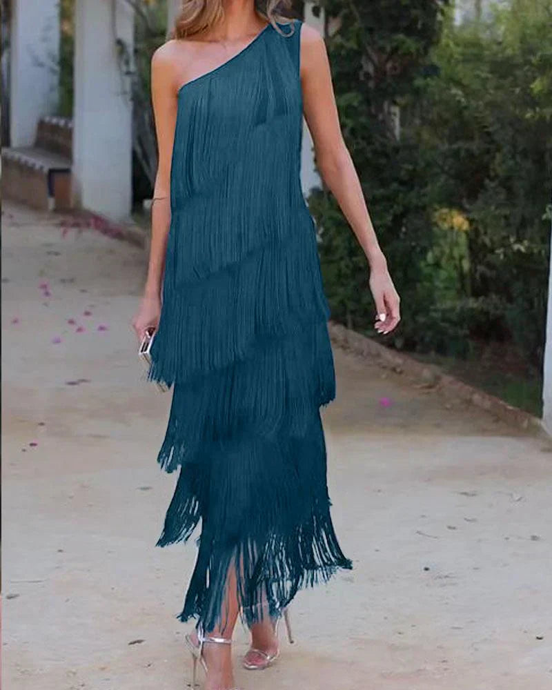 Dalia - Rochie stilată cu franjuri