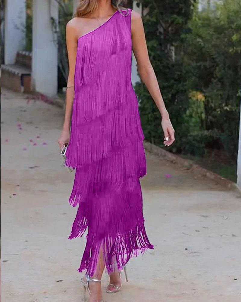 Dalia - Rochie stilată cu franjuri