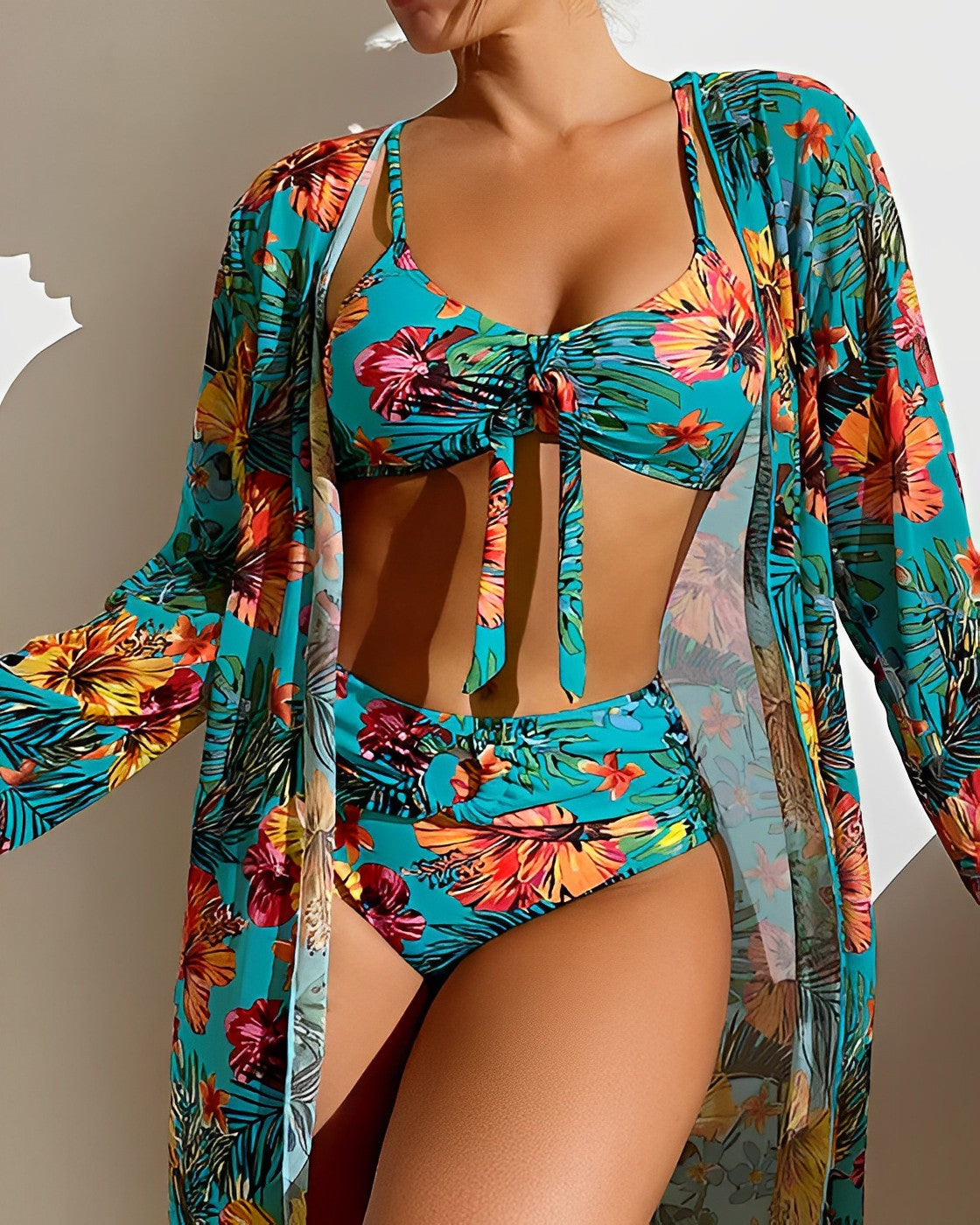 Jana™ – Set Bikini cu Kimono de Plajă