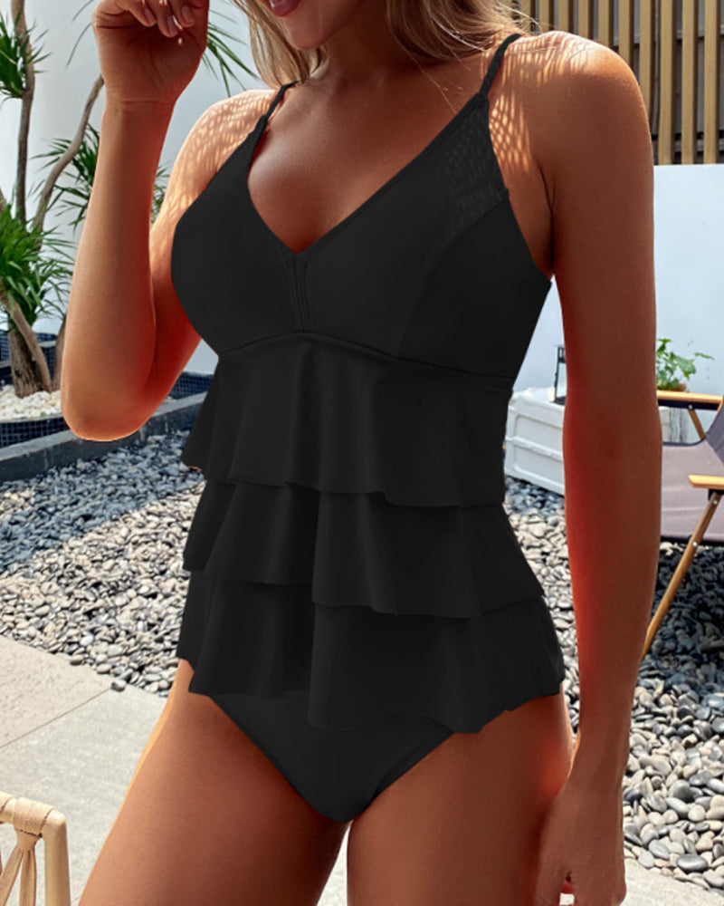 Sarah™ – Costum de Baie cu Volane Decorative