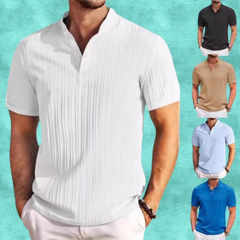 Tomasz - Cămașă Casual Din in Cu Dungi și Nasturi