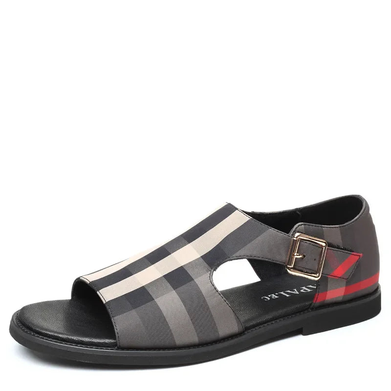 Eduard™ – Sandale Elegante cu Carouri Clasice și Talpă Confortabilă