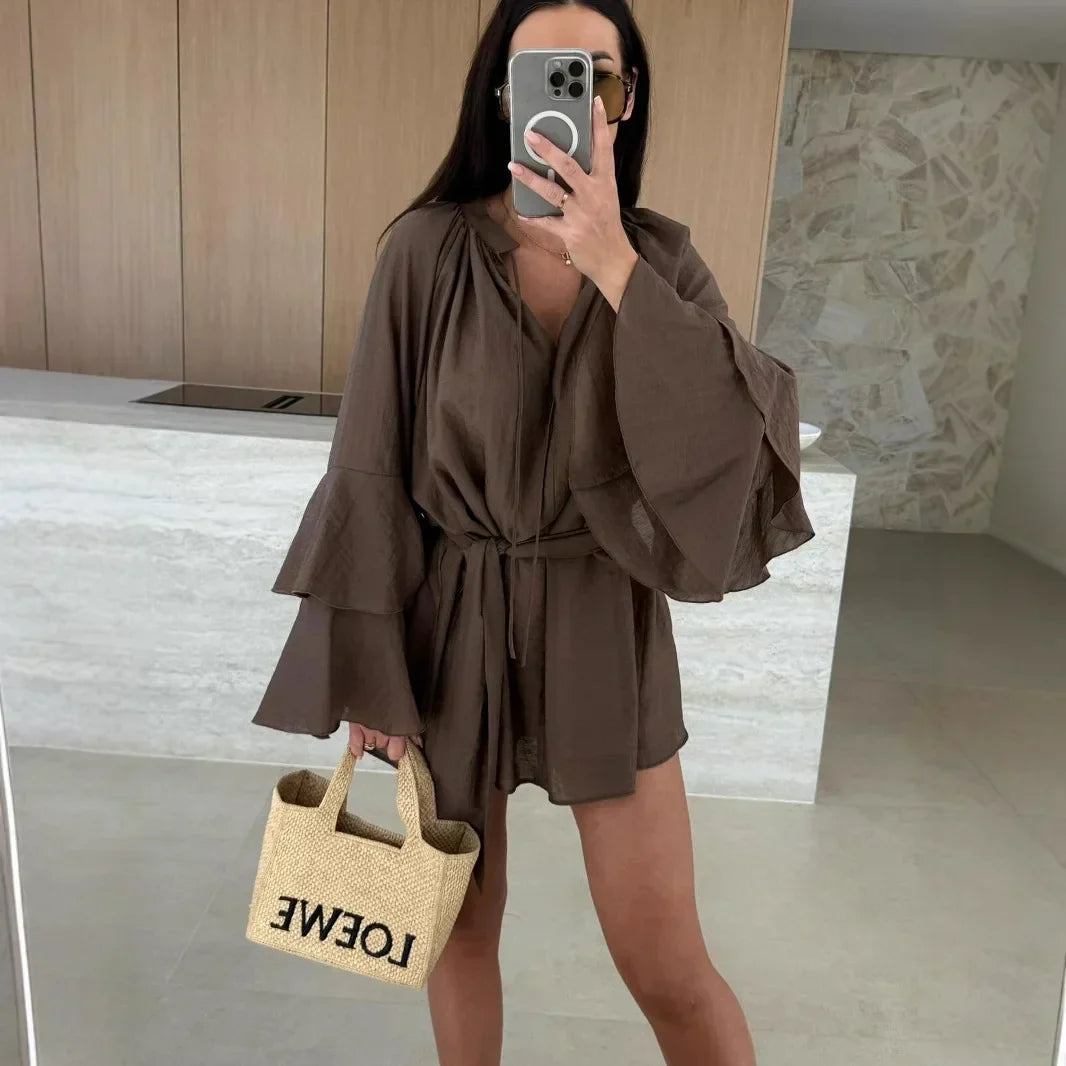 Dina™ | Rochie cămașă lejeră cu curea