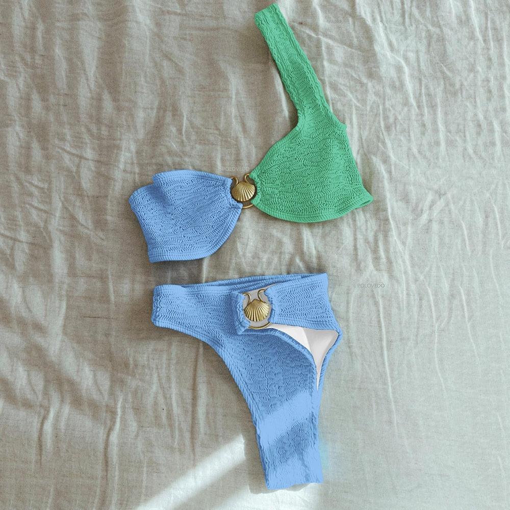 Tudora™ – Bikini Asimetric cu Talie Înaltă