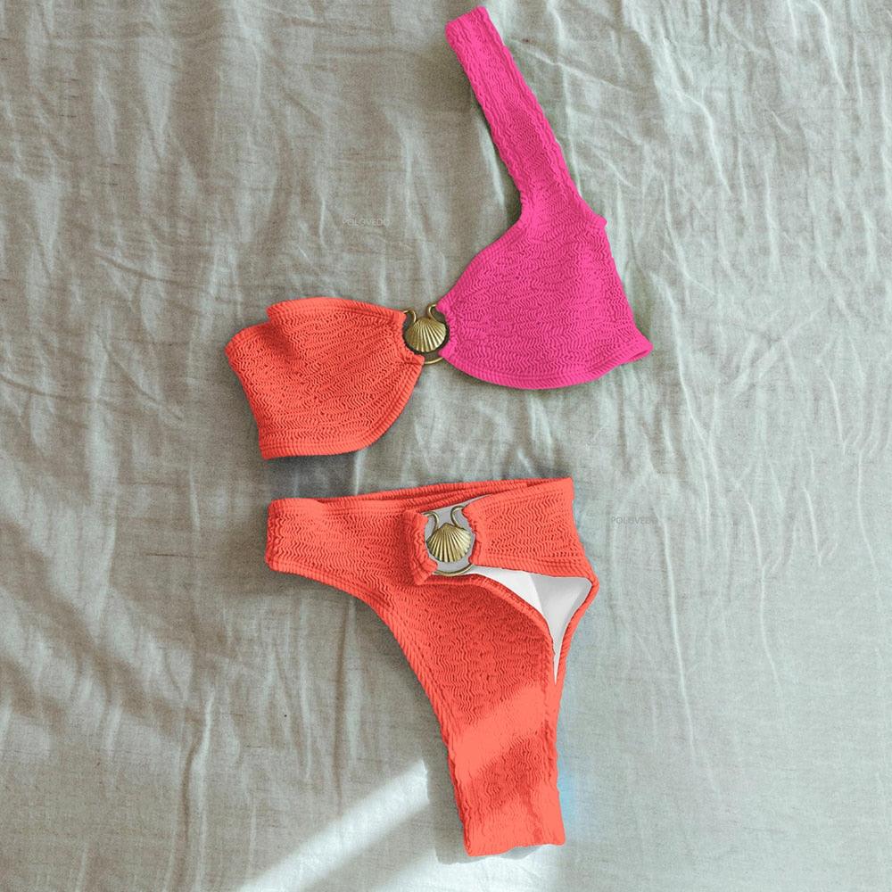 Tudora™ – Bikini Asimetric cu Talie Înaltă