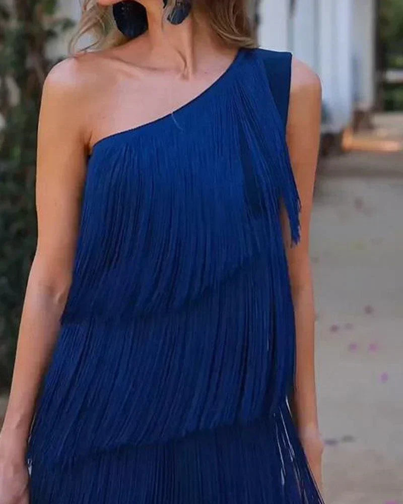 Dalia - Rochie stilată cu franjuri
