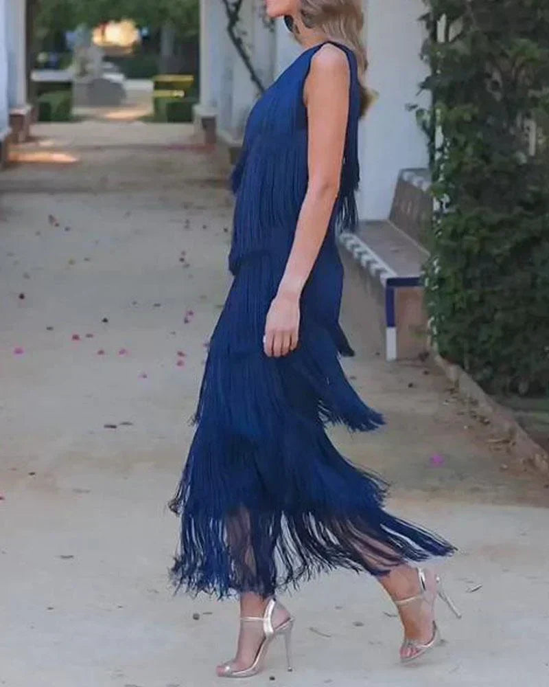 Dalia - Rochie stilată cu franjuri