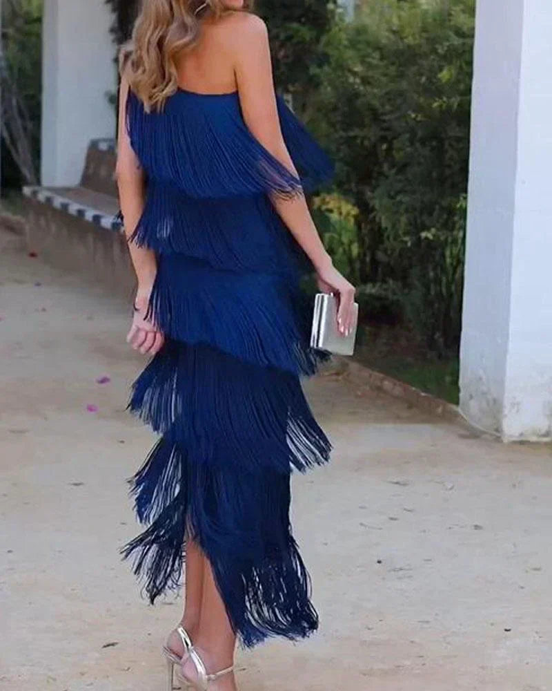 Dalia - Rochie stilată cu franjuri