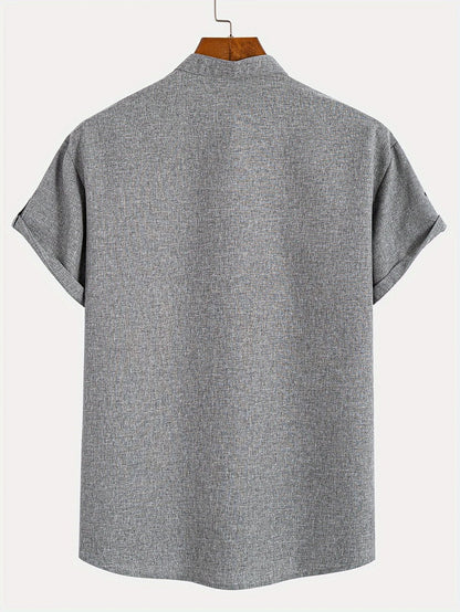 Elliott - Cămașă Elegantă Cu Mâneci Scurte și Guler înalt