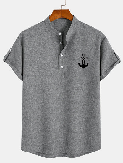 Elliott - Cămașă Elegantă Cu Mâneci Scurte și Guler înalt