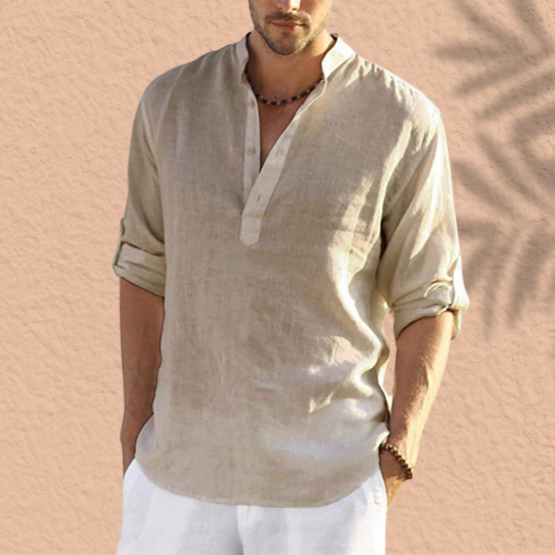 Abdeslam - Cămașă Casual Din In Cu Mâneci Lungi