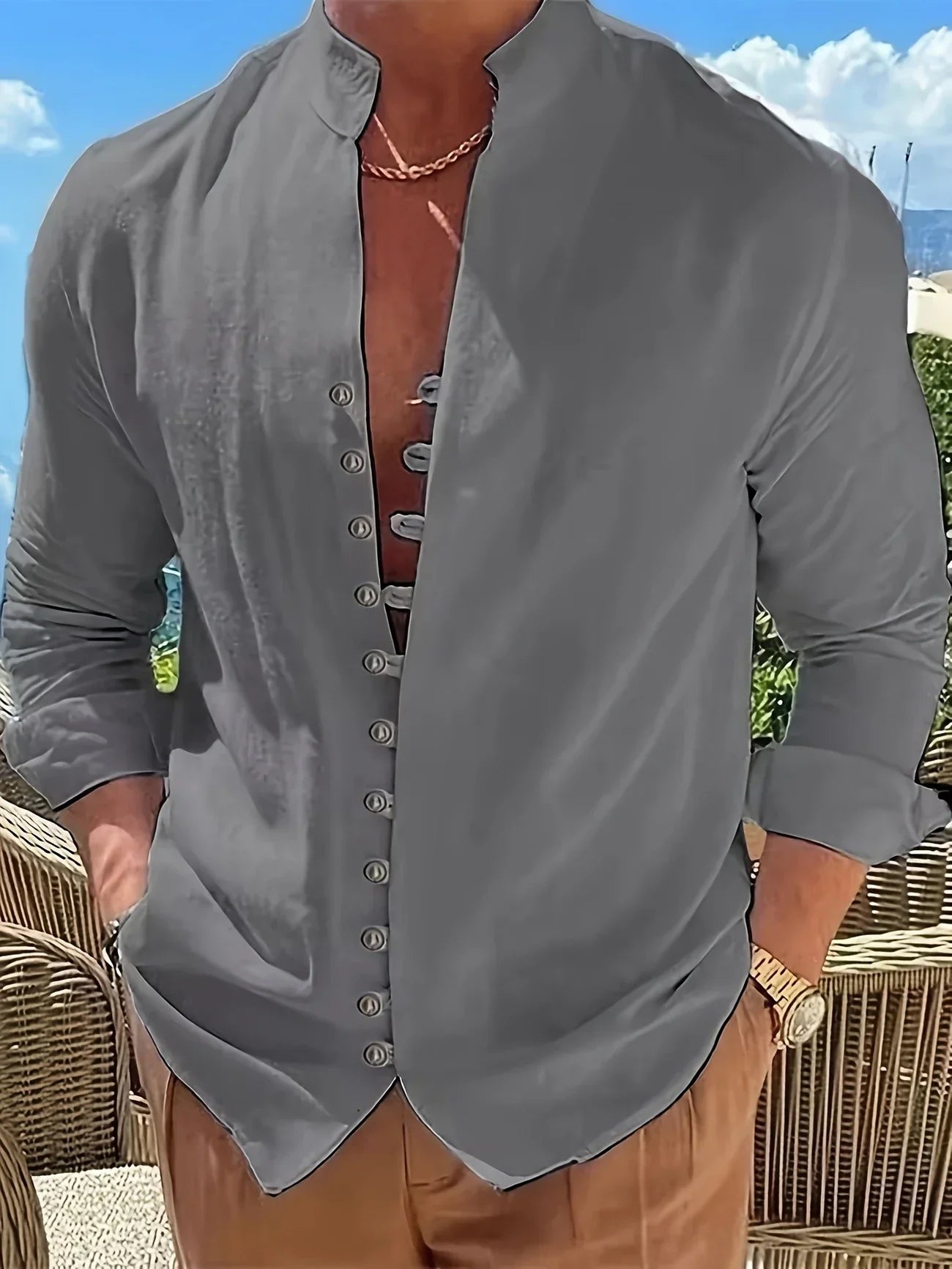 Shayne - Bumbac Ușor și Lenjerie Mâneci lungi Cămașă