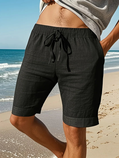 Callan - Pantaloni Scurți Casual Din In Cu Buzunar