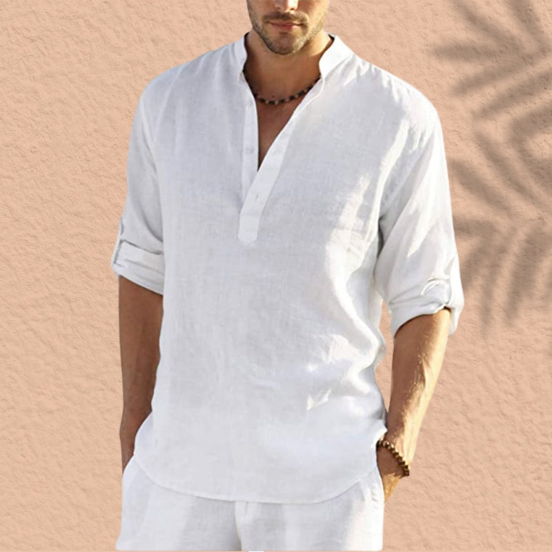 Abdeslam - Cămașă Casual Din In Cu Mâneci Lungi