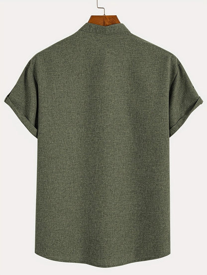 Elliott - Cămașă Elegantă Cu Mâneci Scurte și Guler înalt