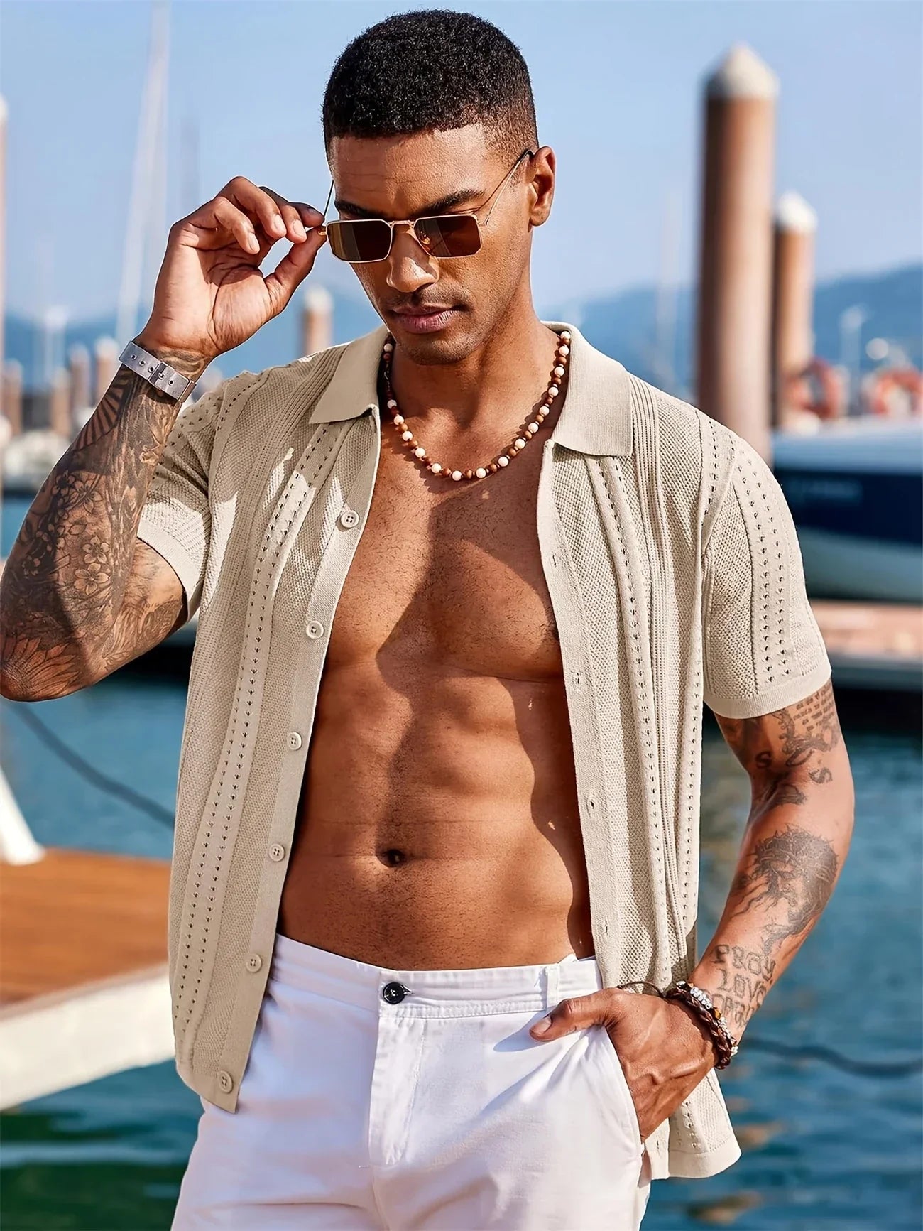 Semyon - Cămașă Tricotată Cu Model Complex Si La Modă