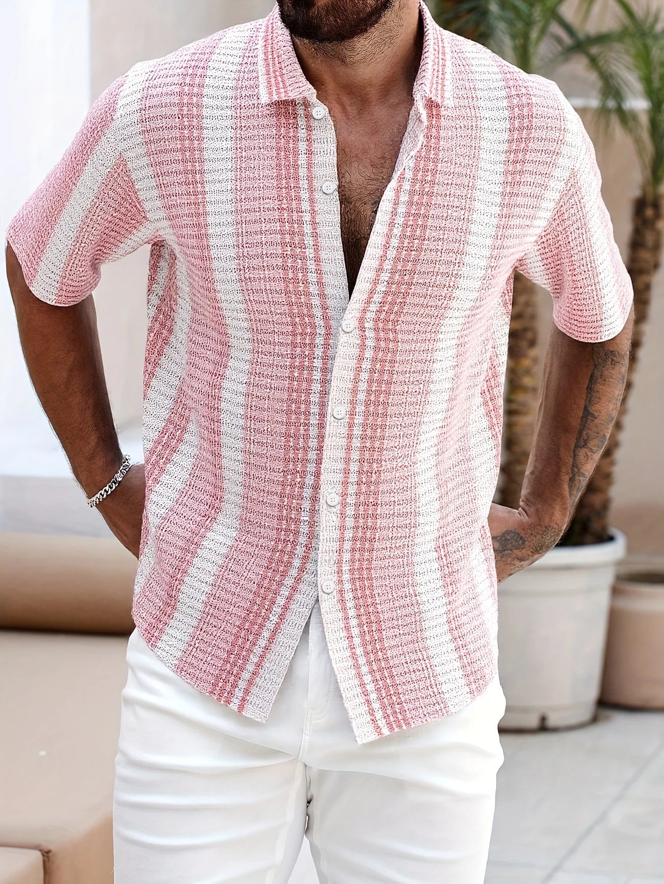 Avram - Cămașă Casual Cu Dungi Si Nasturi