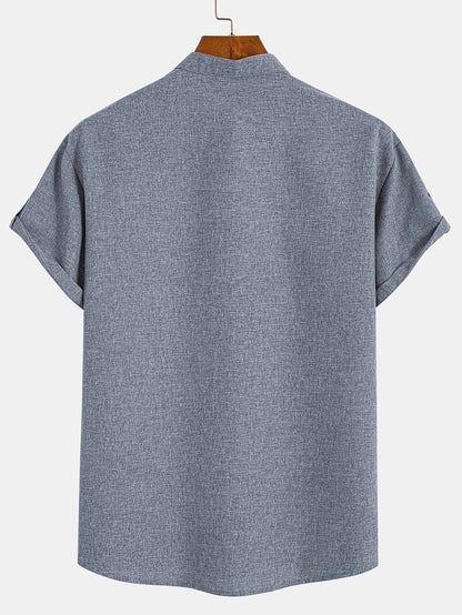 Elliott - Cămașă Elegantă Cu Mâneci Scurte și Guler înalt