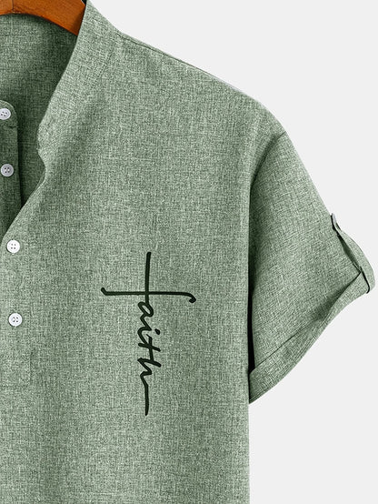 Elliott - Cămașă Elegantă Cu Mâneci Scurte și Guler înalt