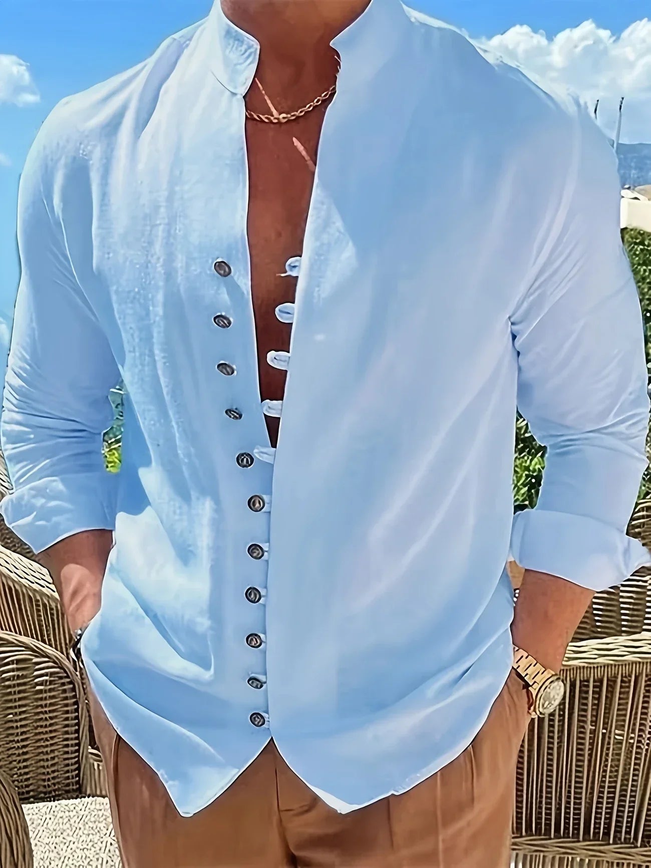 Shayne - Bumbac Ușor și Lenjerie Mâneci lungi Cămașă