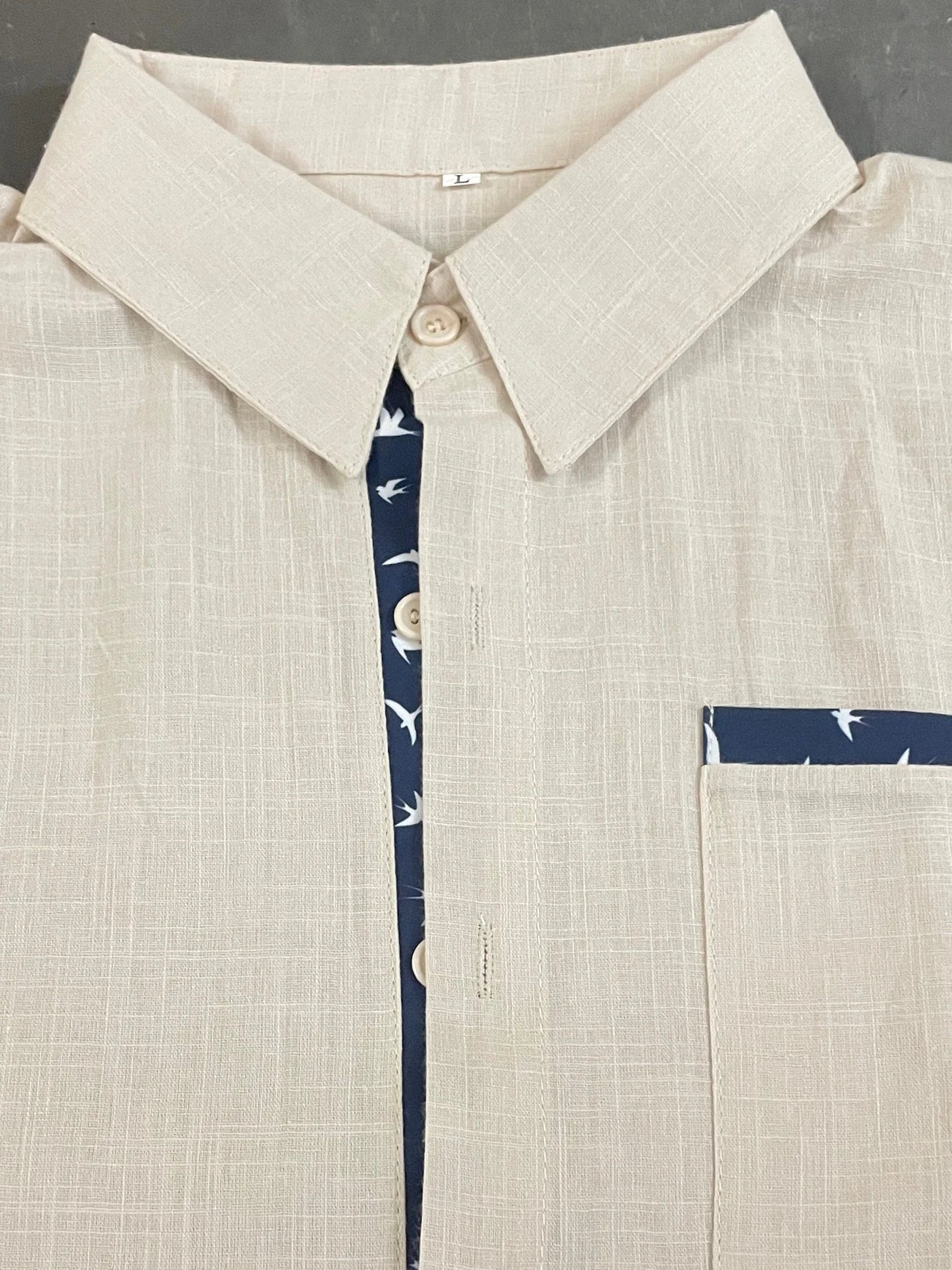 Trofim - Cămașă Elegantă Cu Imprimeu Cu Păsări Drăguțe