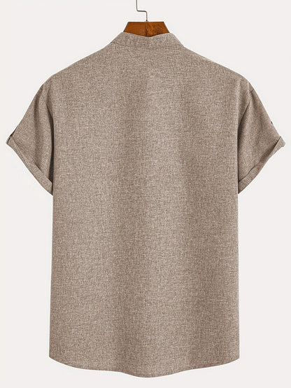 Elliott - Cămașă Elegantă Cu Mâneci Scurte și Guler înalt