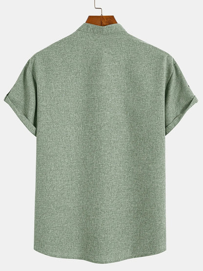 Elliott - Cămașă Elegantă Cu Mâneci Scurte și Guler înalt