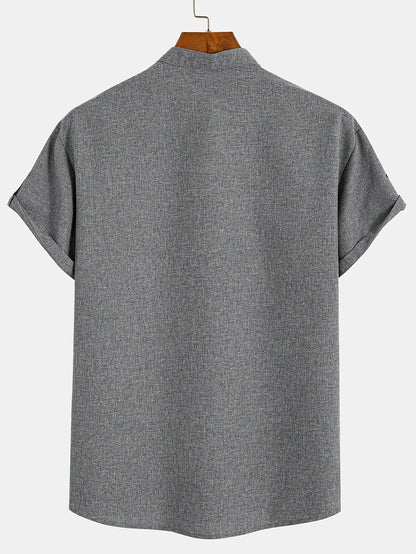 Elliott - Cămașă Elegantă Cu Mâneci Scurte și Guler înalt