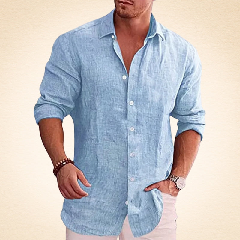 Guillermo - Cămașă Casual Din In Cu Mâneci Lungi