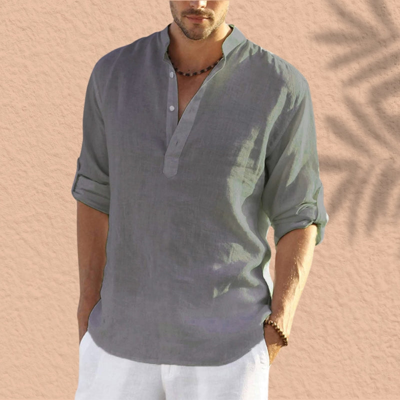 Abdeslam - Cămașă Casual Din In Cu Mâneci Lungi