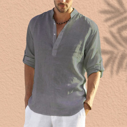 Abdeslam - Cămașă Casual Din In Cu Mâneci Lungi