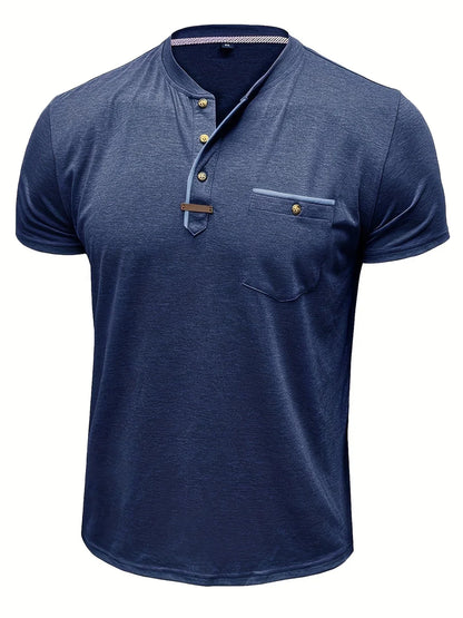 Saxon - Tricou Elegant Cu Guler Rotund și Buzunar