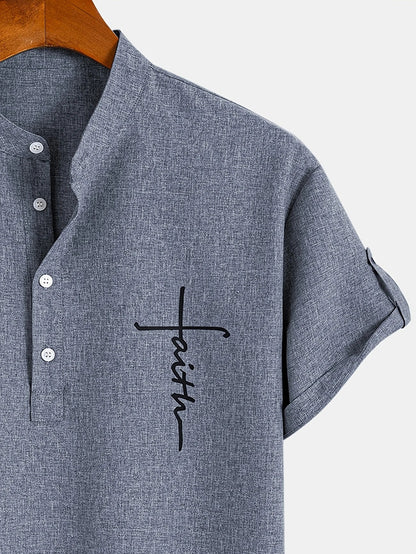 Elliott - Cămașă Elegantă Cu Mâneci Scurte și Guler înalt