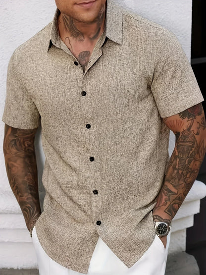 Dwight - Cămașă Cu Mâneci Scurte Din Amestec De In Ușor