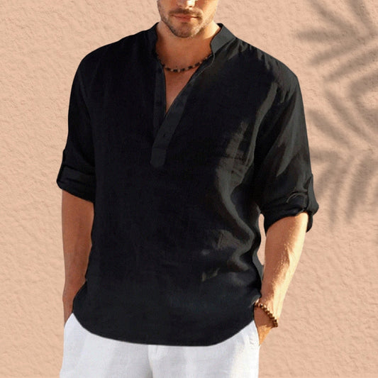 Abdeslam - Cămașă Casual Din In Cu Mâneci Lungi