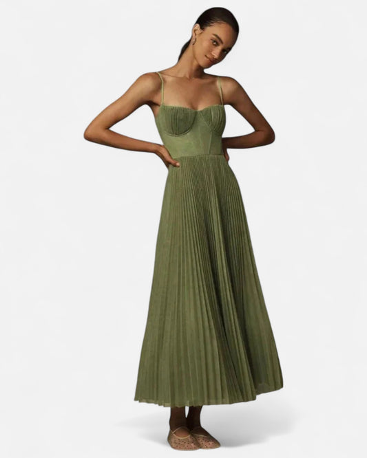Beatriz - Rochie Midi Plisată și Ajustată