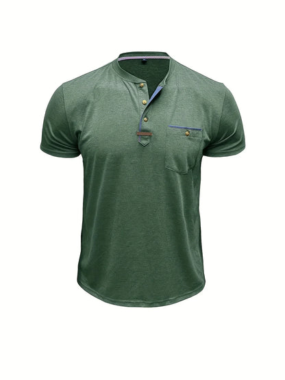 Saxon - Tricou Elegant Cu Guler Rotund și Buzunar