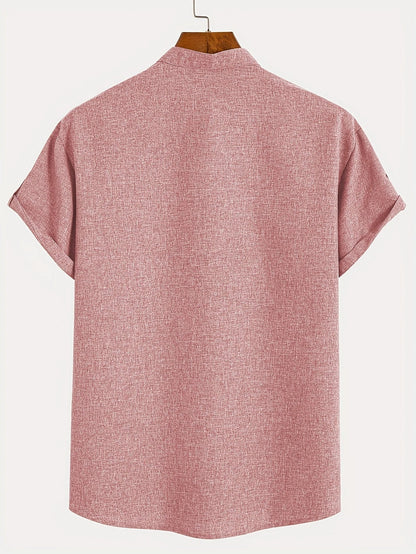 Elliott - Cămașă Elegantă Cu Mâneci Scurte și Guler înalt