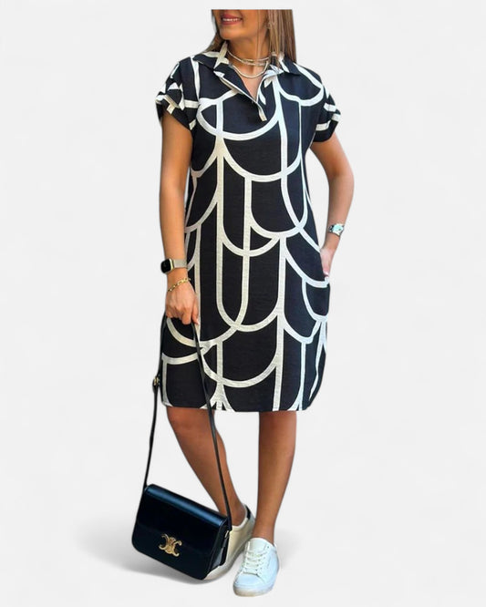 Anneliese™ | Rochie polo cu imprimeu grafic