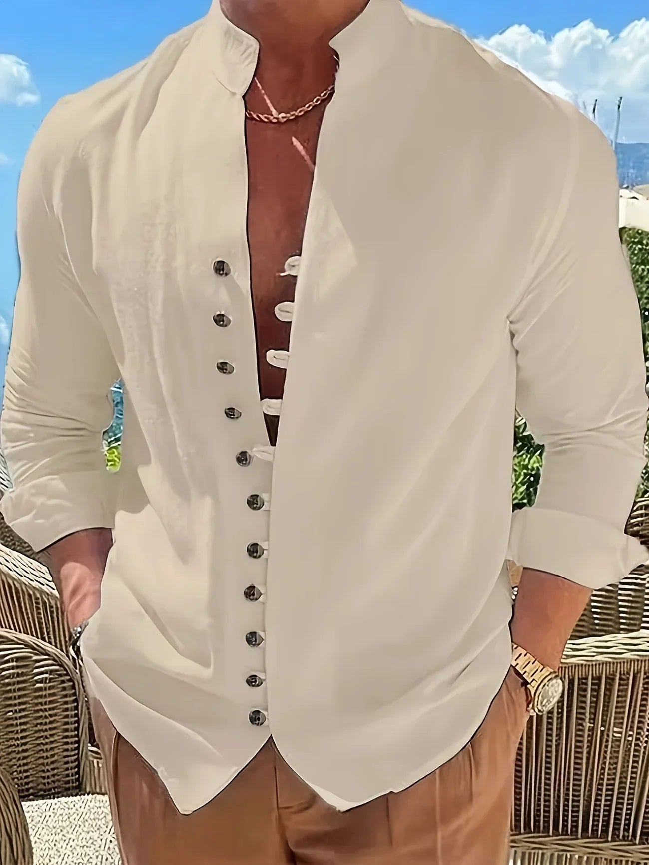 Shayne - Bumbac Ușor și Lenjerie Mâneci lungi Cămașă