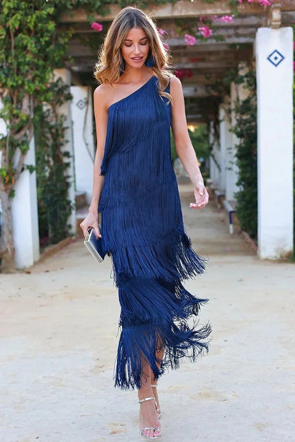 Dalia - Rochie stilată cu franjuri