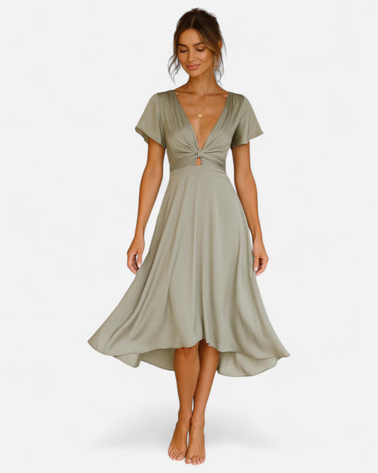 Elina™ | Rochie midi cu detaliu sub formă de nod