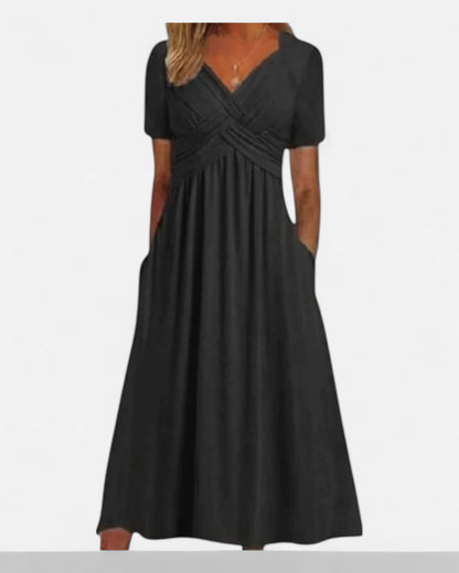 Delilah™ | Rochie midi cu talie și buzunare