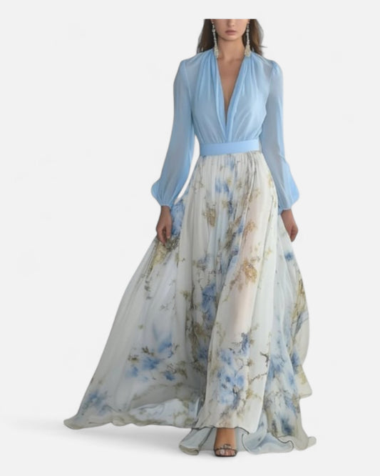 Dolores - Rochie lungă cu motiv floral