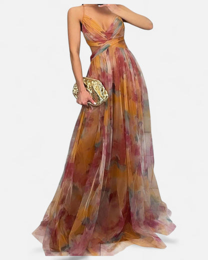 Liora™ | Rochie maxi elegantă cu imprimeu acquerel