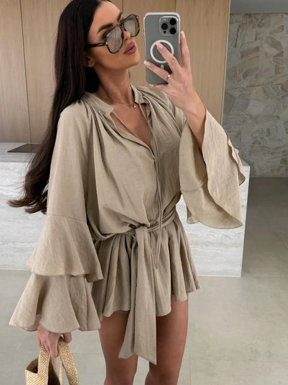 Dina™ | Rochie cămașă lejeră cu curea
