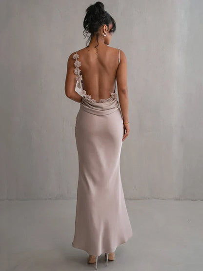 Romina™ | Rochie Maxi Florală Fără Spate