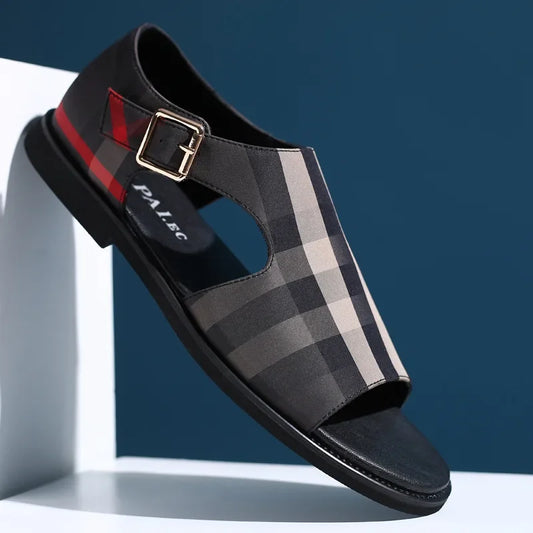 Eduard™ – Sandale Elegante cu Carouri Clasice și Talpă Confortabilă