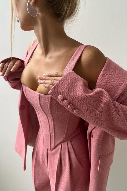 Dolce™ | Set elegant din 3 piese cu sacou dublu